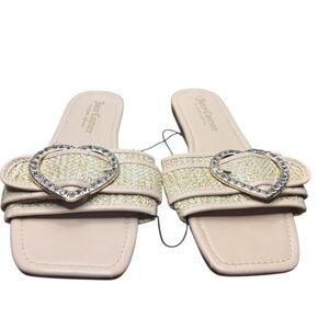 Juicy Couture Cream Sandals with Heart Accent Sz 8